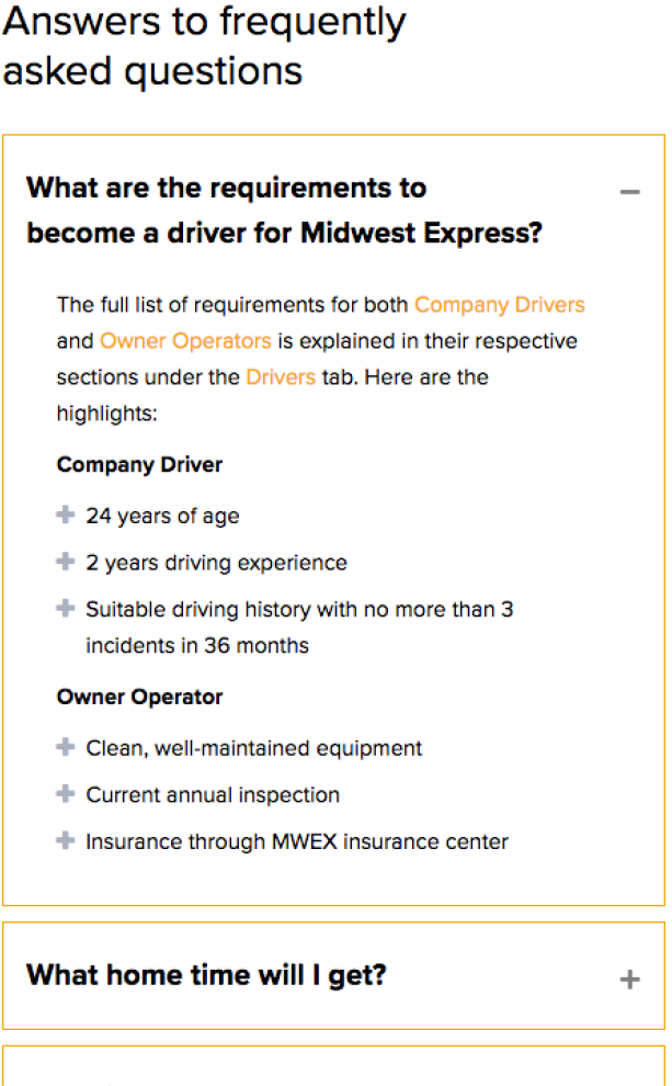 Midwest Express website screen