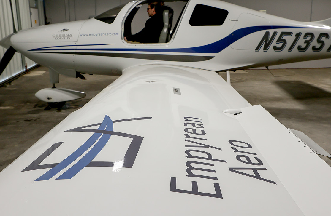 Empyrean Aero plane N513ST with logo on left wing
