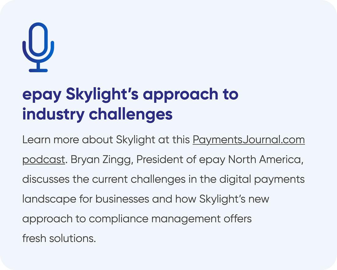 Skylight website imagery — "epay Skylight's approach to industry challenges"